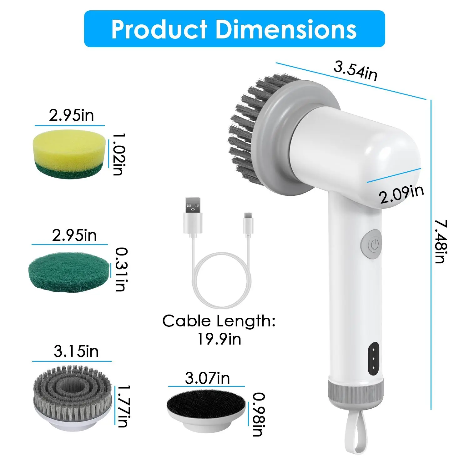 GUDANG GANAM Electric Spin Scrubber USB Portable