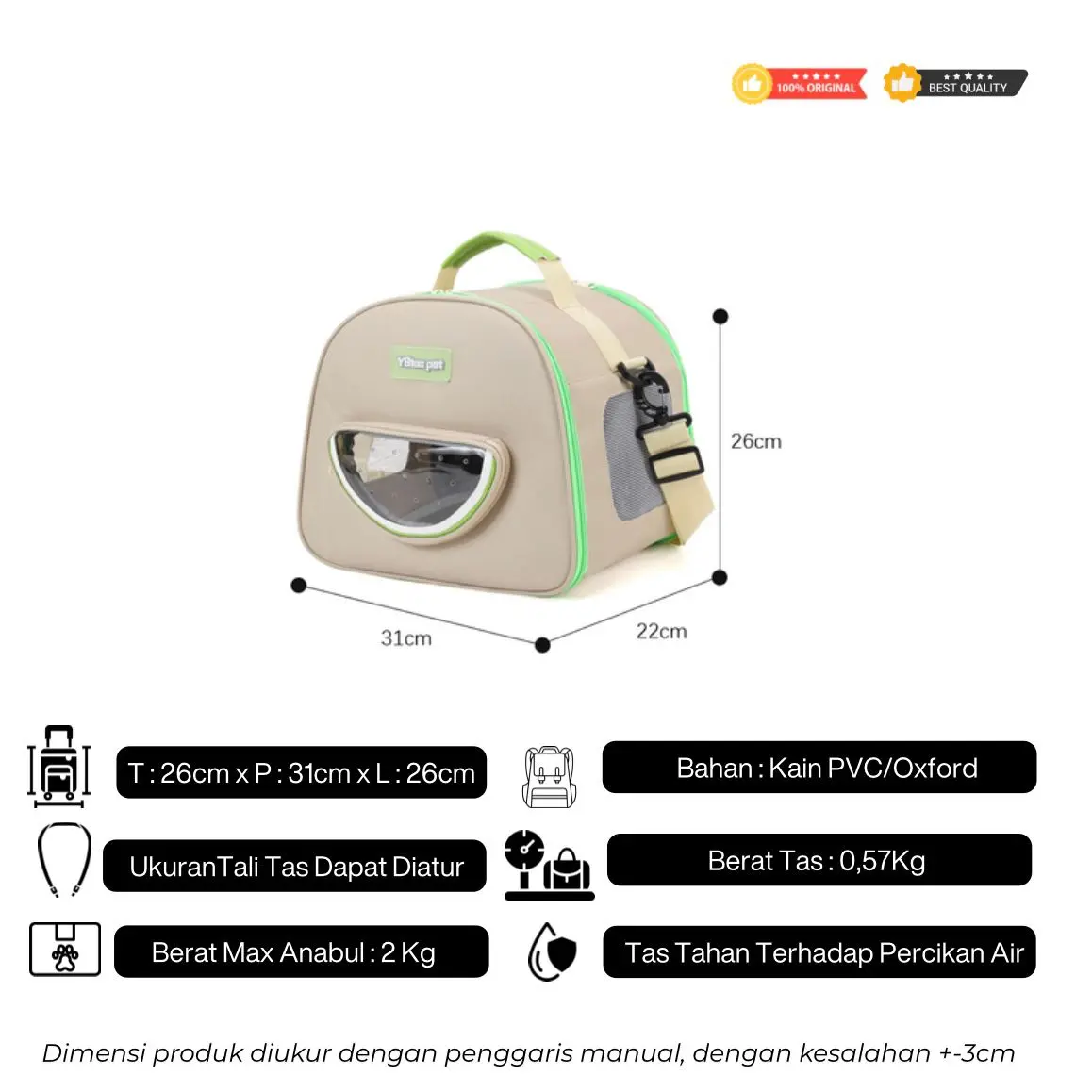 Petcareso-Spourt Tas Carrier Hewan Kecil Jendela Transparan|Travel Bag Bird & Small Pets