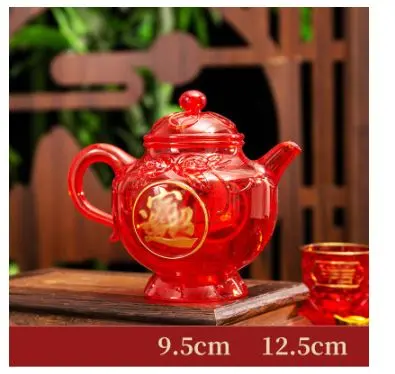 Teco Teko Seduh Teh Sembahyang Cao Cai Jin Bao Teko Puja Merah Kristal Acrylic Ukuran Besar Tea 5