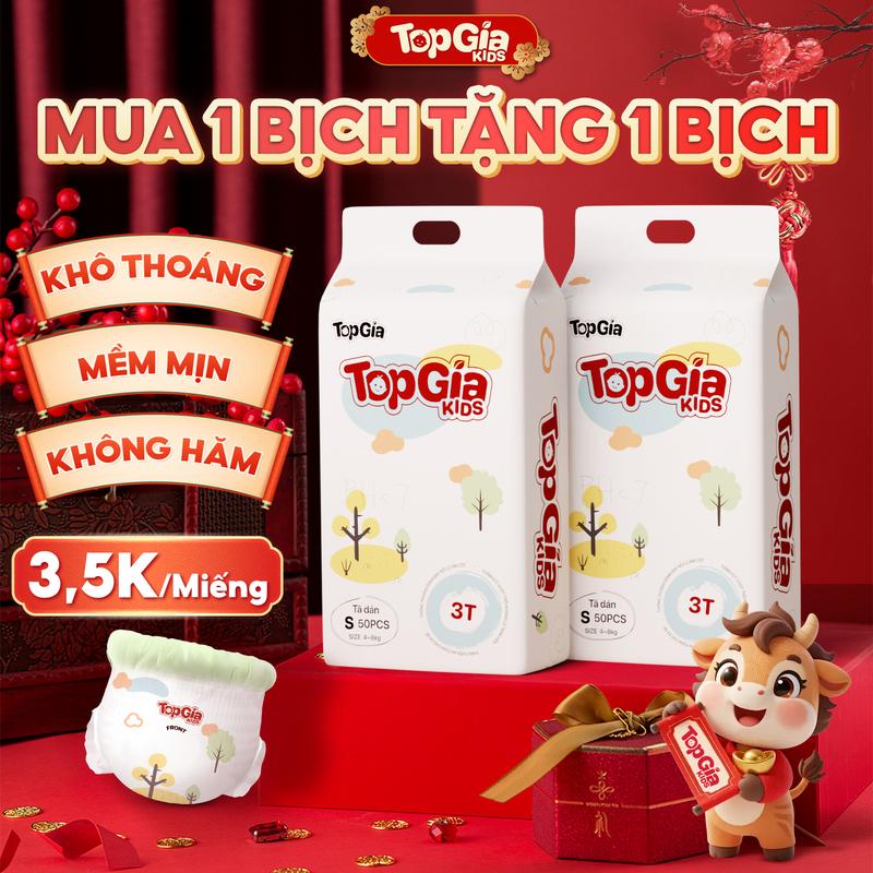 HCM - TOP BÁN CHẠY Combo 2 bịch Tã Bỉm Topgiakids pH<7 an toàn cho da bé mềm mại mỏng nhẹ chống tràn tối đa HCM