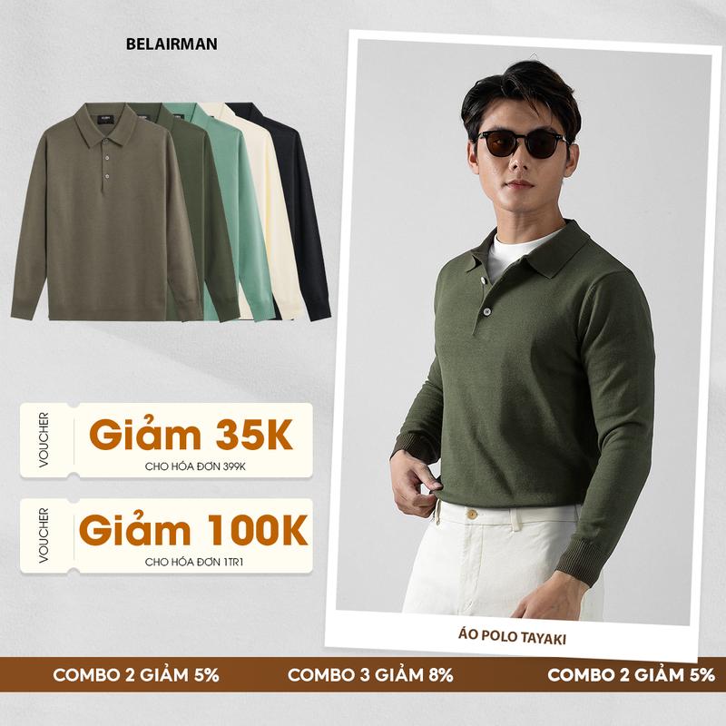Áo polo nam tay dài BELAIRMAN TAYAKI vải dệt kim cao cấp sang trọng thanh lịch - ATTY0136 Menswear Shirt
