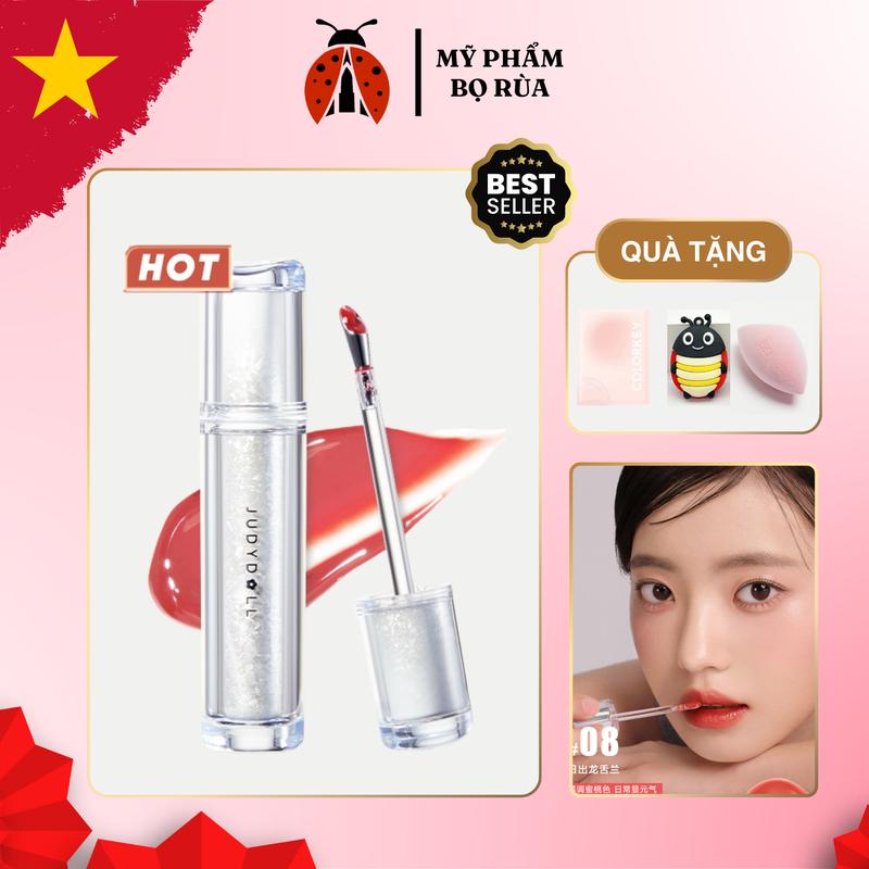 Son Bóng JUDYDOLL Watery Tint  Gloss Vỏ bạc Đầu kim loại Bóng mịn Dưỡng ẩm Lâu Trôi Màu sắc tự nhiên 2,4g son judydoll cọkimloại 04 Cosmetic Nữ judydoll  ice Mỹ Phẩm Trang Điểm