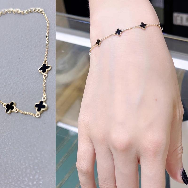 Product Introduction of Gelang Tangan Model  Rantai Daun Bunga  Mini Hitam Terlaris Anti Karat Tidak Luntur 27