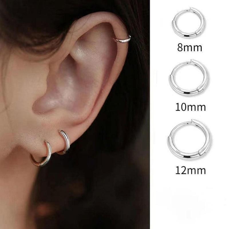 Product Introduction of Khuyên Tai Tròn Bằng Thép Không Gỉ, 2 Chiếc, Dành Cho Nam Và Nữ, Thiết Kế Tối Giản, Khuyên Tai Tròn Nhỏ W1T7 22
