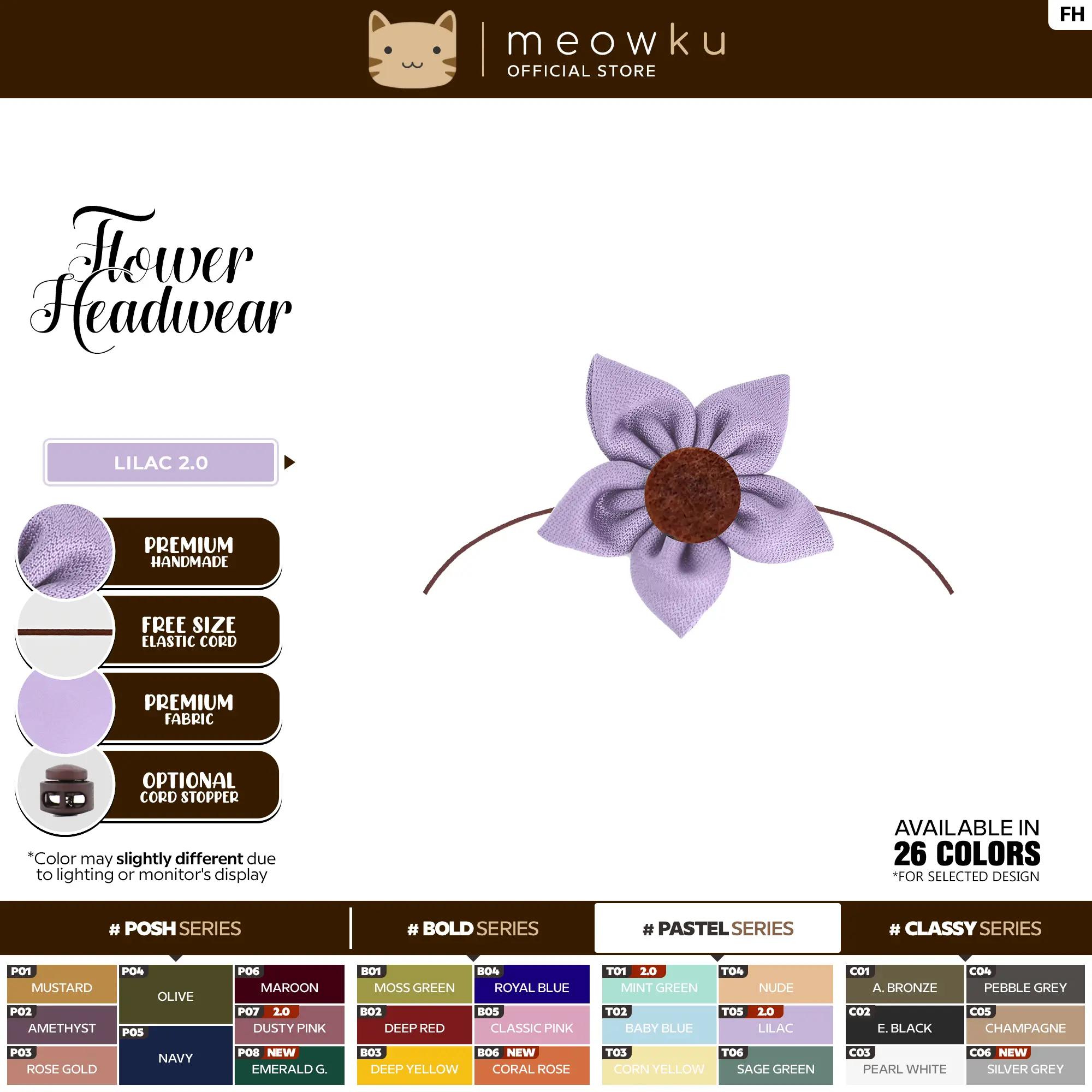 MEOWKU Flower Headwear (Aksessori Raya Kucing) - Pastel Series