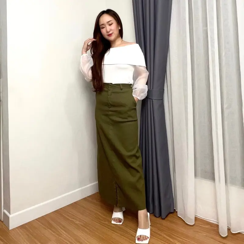 (Victoria Wear House) Diane Off Shoulder Blouse Baju Atasan Sabrina Lengan Balon Bahan Scuba Organza Pakaian  Wanita 7