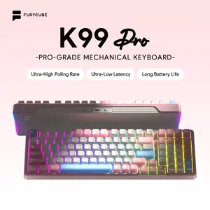 FURYCUBE K99PRO Wireless Mechanical Keyboard Ultra-long Battery Life PBT Keycaps RGB Customized Cream Switch Anti-ghosting Musice Driver Gaming Keyboard