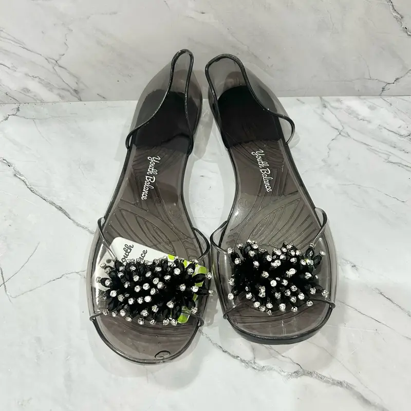 Sandal Flat Wanita Kaca Jelly Motif Terbaru Import Winola Collection WNL 186-K1 Karet flat  shoes flat shoes mules wanita 3