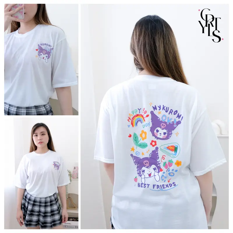 Kaos Wanita dan Keluarga KUROMI DB Lengan Pendek dan Panjang Katun 6