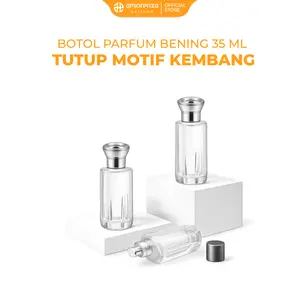 Botol Parfum BENING TUTUP MOTIF KEMBANG 35ML Type Drat Ulir - Tempat Isi Ulang Parfum Satuan