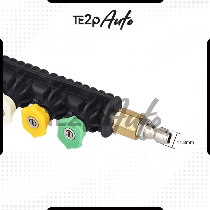 Te2p Auto Kepala Semprotan 1/4" Quick Release Adaptor 1Set Extension Wand Stick + Nozzle Tip 5Pcs Adaptor Kepala Semprotan Tembakan Gun Mesin Jet Cleaner High Pressure Wasser Steam Mesin Tenakanan Tinggi Quick Release Nozzle Sprayer Adaptor Stick Stik Rod 2