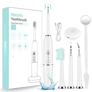 電動歯ブラシセット 5モード 充電式 ディープクレンジング 替えブラシ付き 大人用オーラルケア製品