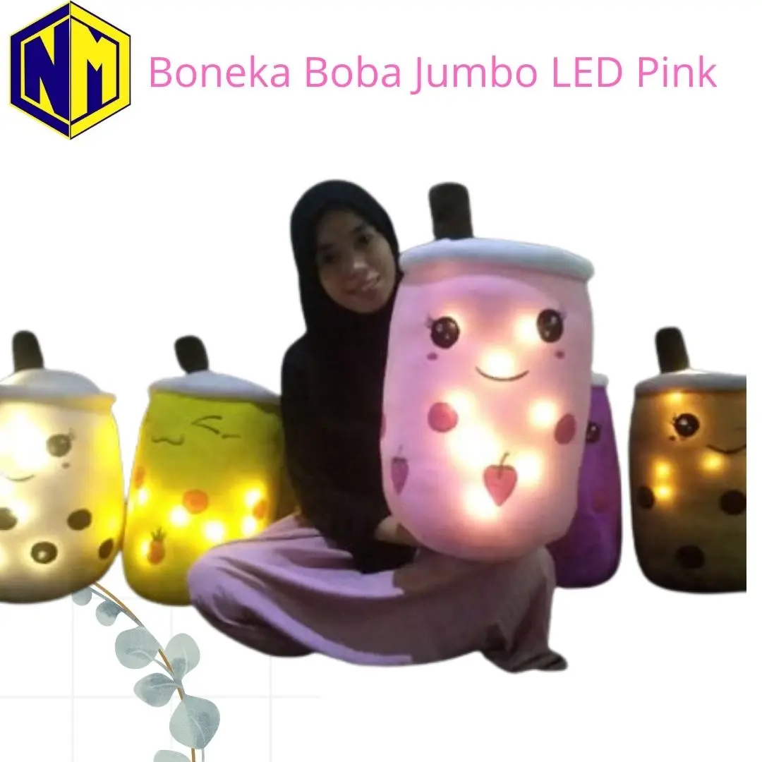 Boneka Boba Jumbo LED 45 cm SNI Bantal Boba Glowing in the dark Kado Dolls