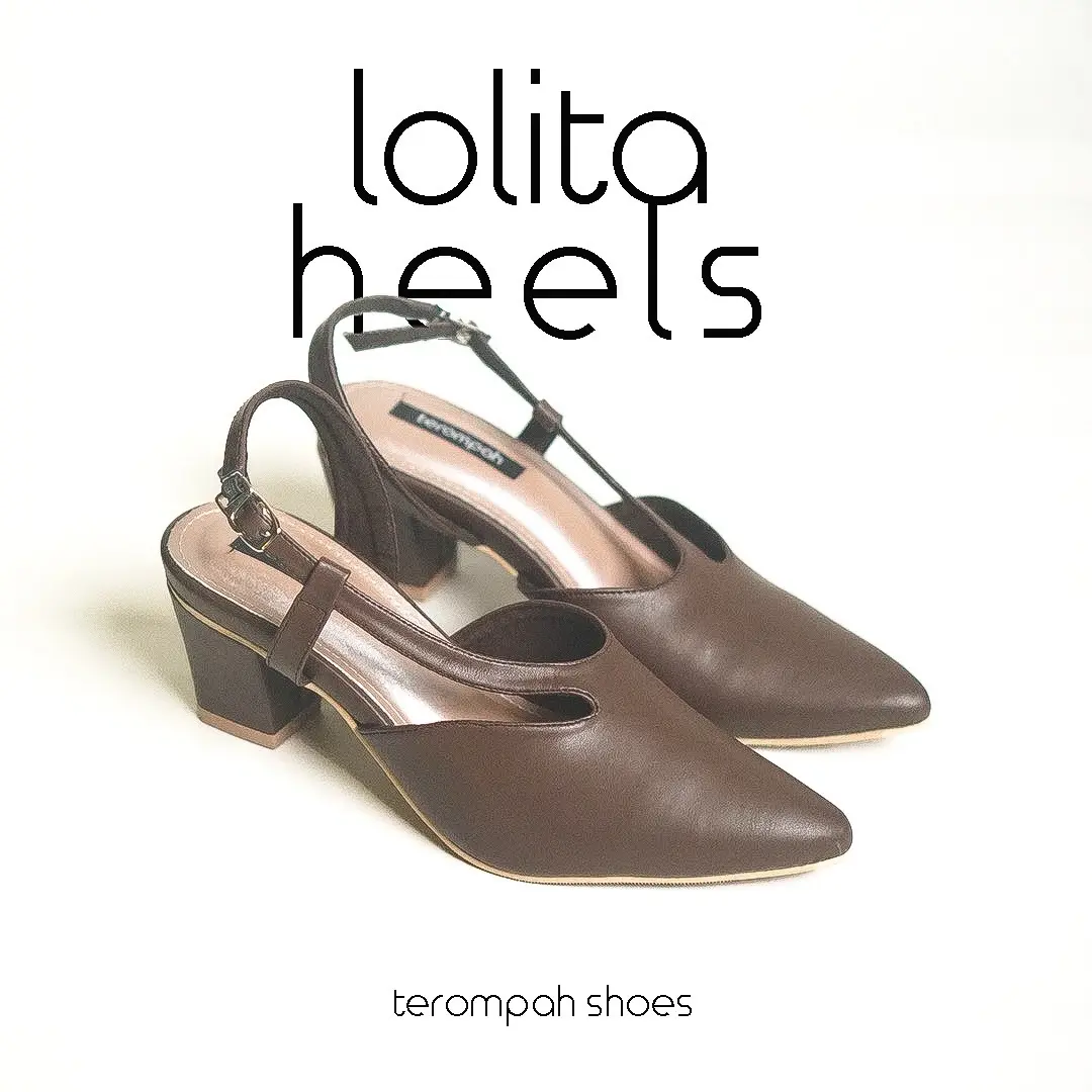 Tarompah Shoes Lolita Brown Heels Wanita 5 cm