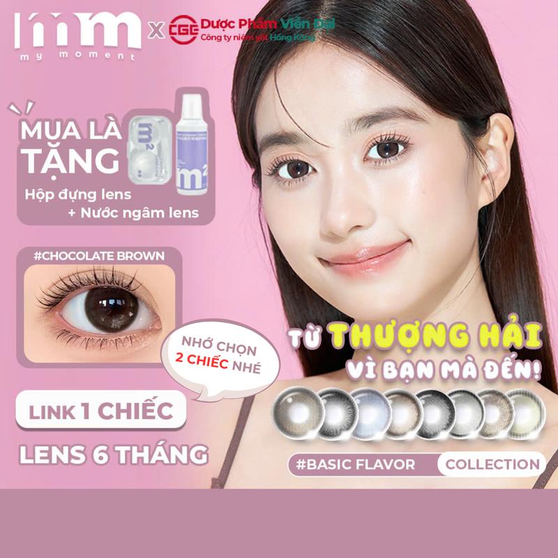 [1 BÊN MẮT] Kính áp tròng MMLENS MyMoment Basic Flavor màu nâu xám hồng xanh lá xanh dương trăng douyin tự nhiên Lights Green Gold Brown Chocolate Brown Lights Gray Ice Blue Jet Black lens 6 tháng girls độ cận (0-7) DIA giãn tròng 14.2-14.5mm kỷ yếu