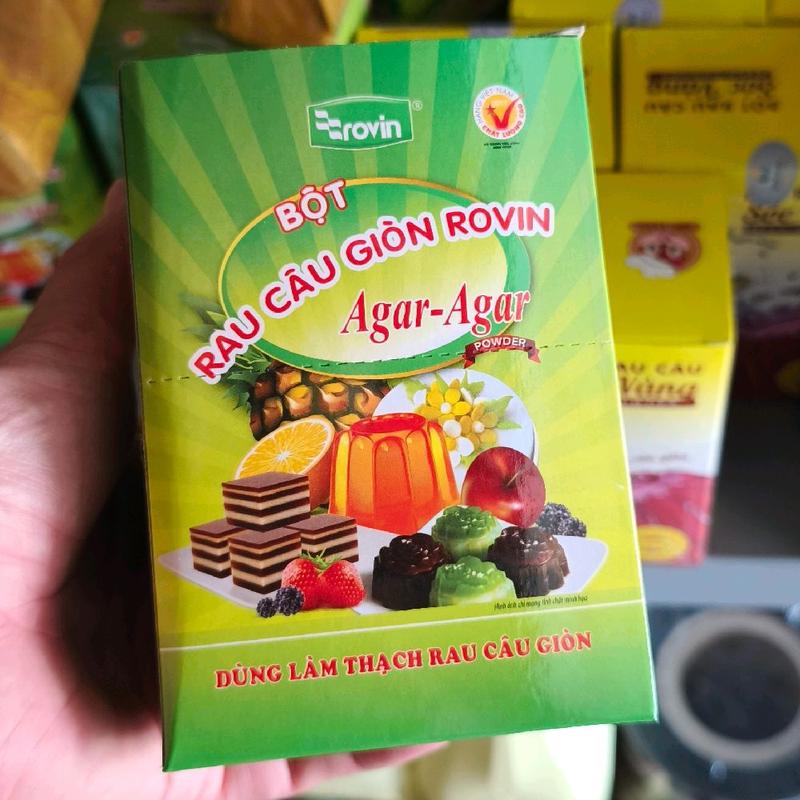  Bột rau câu giòn ROVIN Agar-Agar -hộp 10 gói:dùng trong ngành pha chế,làm thạch,topping 