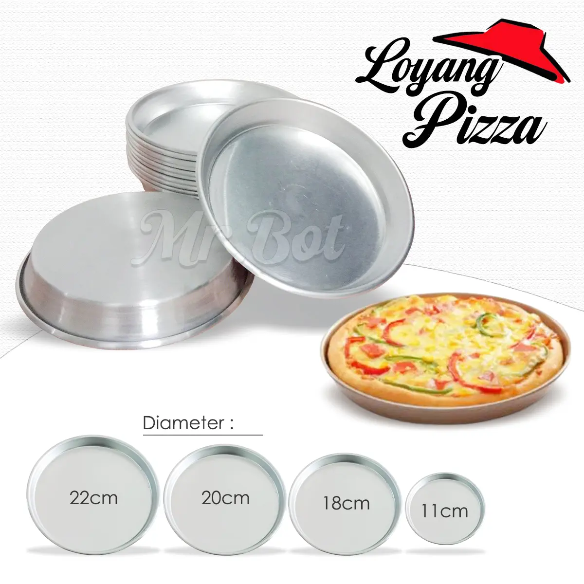 3pc Cetakan Kue Loyang Pizza Aluminium Diameter 22 20 18 11cm