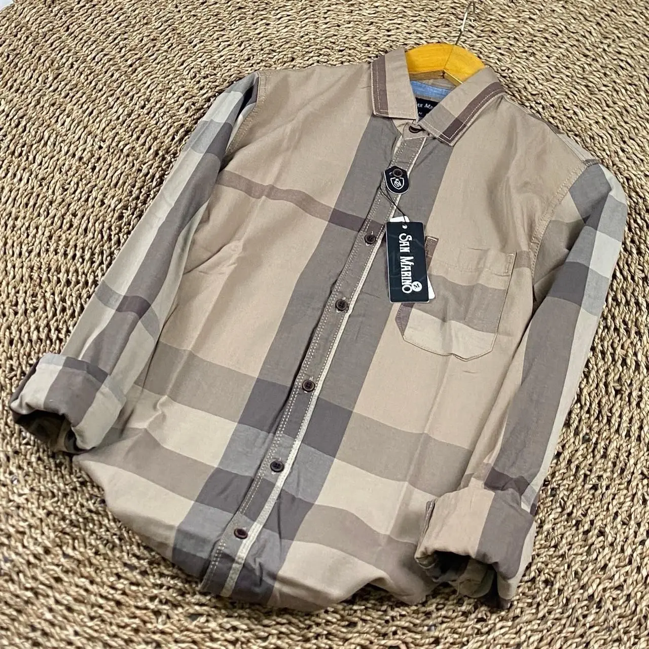 Remoraga Kemeja Flanel Lengan Panjang Pria Casual Bahan Katun Yanded Motif Retro Nyaman Fit Garis High Santai