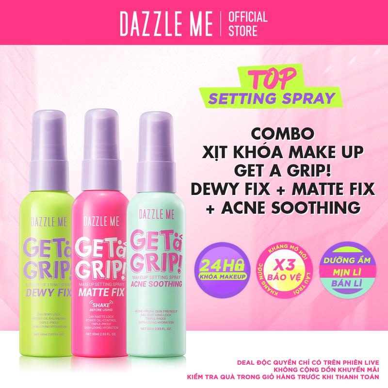 [LIVESTREAM] Xịt Khóa Makeup DAZZLE ME Xịt Cố Định Lớp Trang Điểm Lâu Trôi và Kiểm Soát Dầu Dưỡng Ẩm Trên Da Makeup Setting Spray 60ml Dewy Fix + Matte Fix Cosmetic Nữ Mỹ Phẩm Women