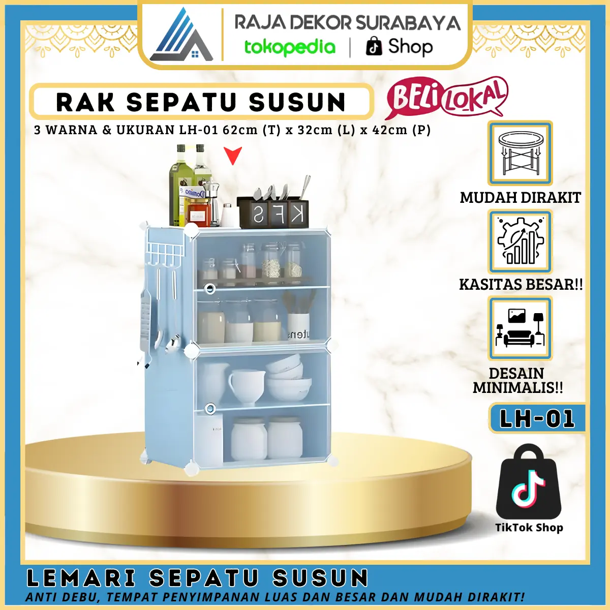 RajaDekor - Rak Sepatu Portable Kotak Bisa Buat Piring Dan Gelas Juga Dapat Tertutup Anti Debu Rak Sepatu Plastik Dengan 4 Partisi Bisa Cod