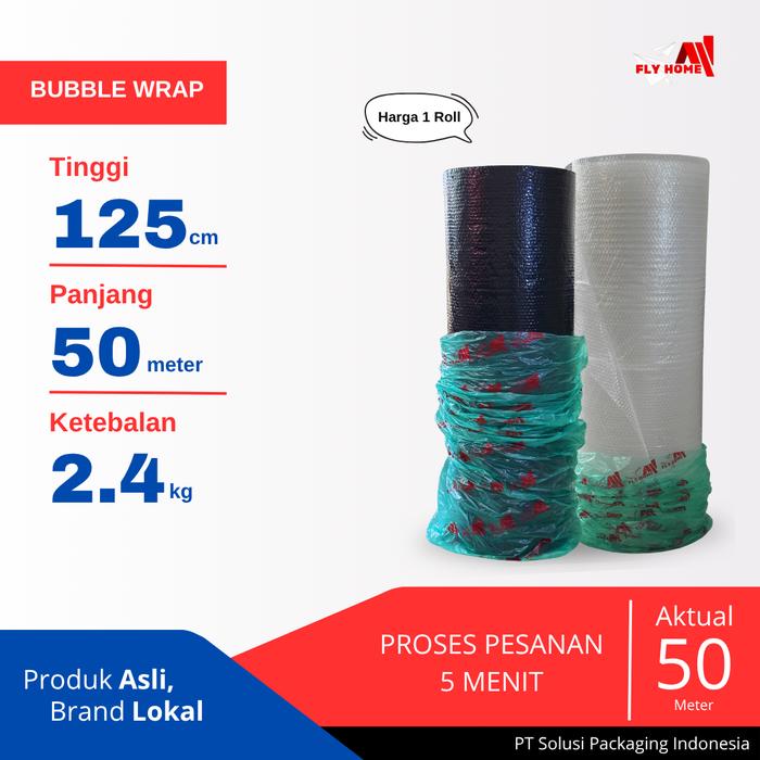 Gambar FLYHOME Bubble wrap putih 1 roll 2,4kg bubblewrap 125x50meter Instan - Hitam dari Flyhome Brand Lokal Kota Depok Tokopedia
