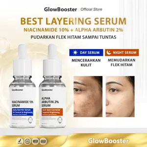 GLOWBOOSTER DRAKSPOT SERIES (BEST LAYERING) SERUM UNTUK MEMUDARKAN FLEK HITAM (NIACINAMIDE 10% + ALPHA ARBUTIN 2%) KOMBINASI OPTIMAL UNTUK MENCERAHKAN WAJAH & MENYAMARKAN NODA HITAM [RESMI BPOM]
