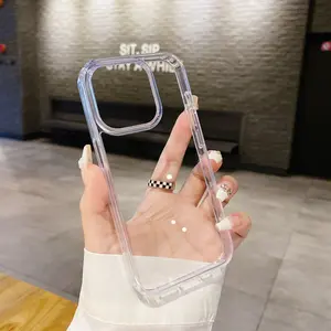 Acrylic Clear Case iPh*ne X XR XS 11 12 13 14 15 16 Pro Max 7 8 Plus Hard Casing iP Hybrid  Bening Transparan