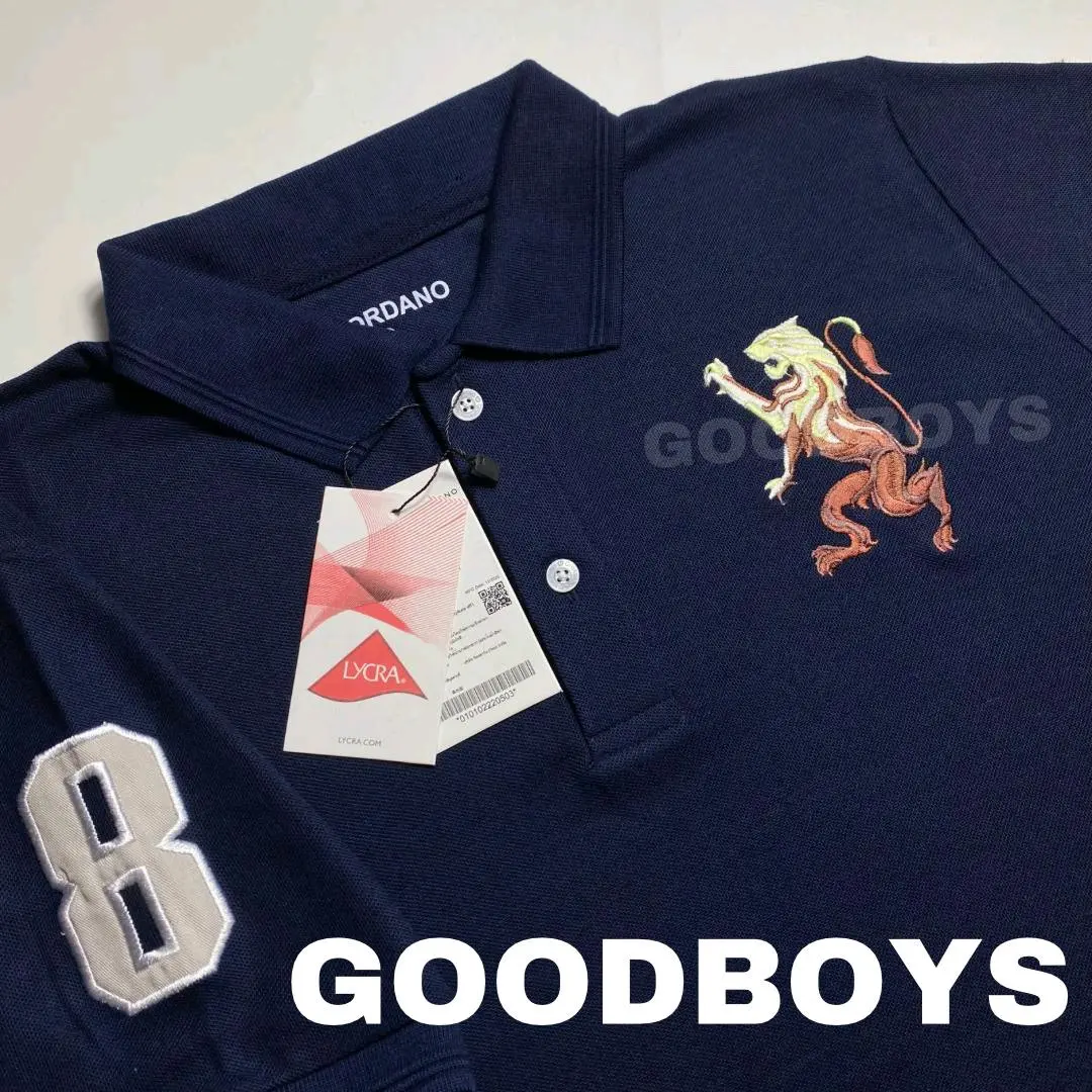 Kaos Polo Shirt Pria Kaos Kerah GIORDANO 3D LION Premium Navy