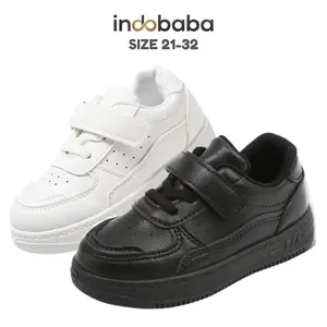 indobaba | sepatu anak perempuan sneakers anak warna hitam & putih import premium quality id142