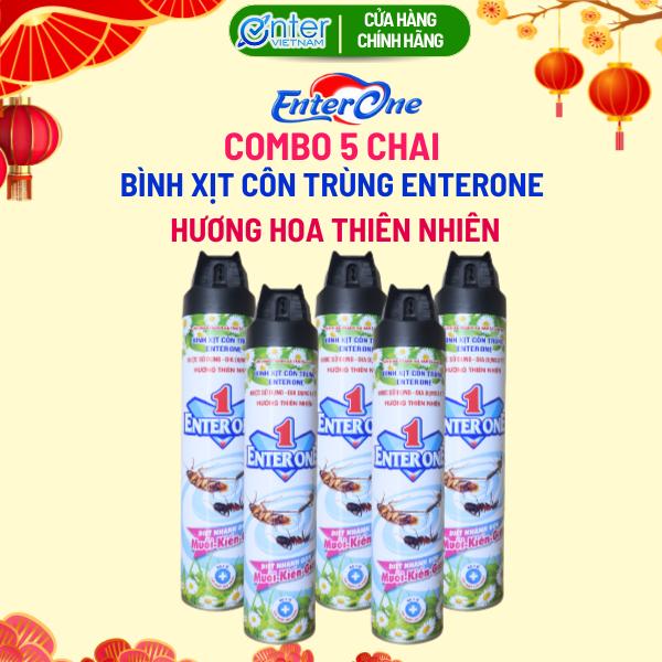  Bình xịt côn trùnġ EnterOne hương hoa thiên nhiên 600ml {combo 5 bình} xịt côn trùnġ diệt muỗi diệt kiến diệt gián hiệu quả an toàn được bộ y tế cấp phép Nhang 