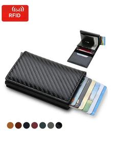 Cartera Minimalista para Hombre RFID Antirrobo, Estilo Nuevo 2024 Portatarjetas de Cuero PU Sencillo y Liso, Portatarjetas con Múltiples Ranuras para Tarjetas para Hombres para Trabajo, Fiesta, Compras