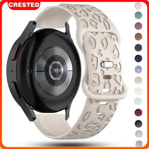 Rubber Leopard Engraved Silicone Lucu Band 20mm Quick Release Sport Tali Jam Tangan Smartwatch Strap for Samsung Galaxy Watch FE 7 6 5 4 40mm 44mm 5 LTE 5 Pro 45mm 4 6 Classic 43mm 47mm 42mm 46mm for Huawei Watch Gt 42mm for Amazfit Garmin  Accessories