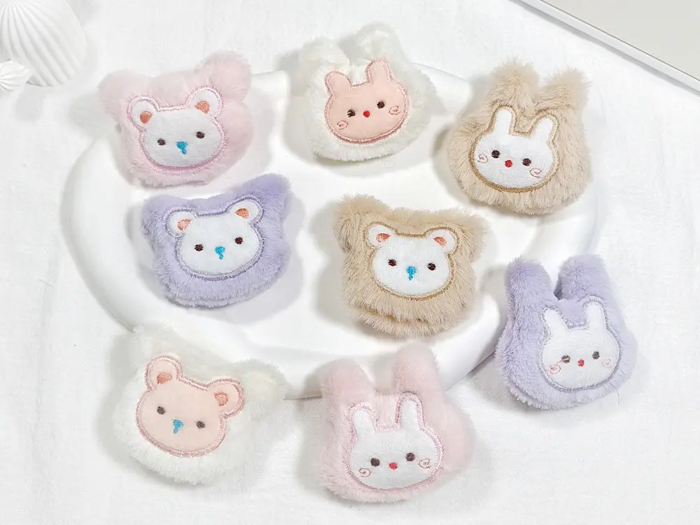 PIN BROSS KELINCI BERUANG DUA WARNA TWO TONE  kepala boneka  gemas bross Kain Flanel Lucu tas hijab BROS HIASAN AKSESORIS IMPORT DOLL