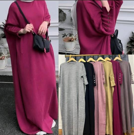 dress innara jumbo Knit Muslim Wanita Dewasa Panjang Dress - 140cm Lebar Dada 2