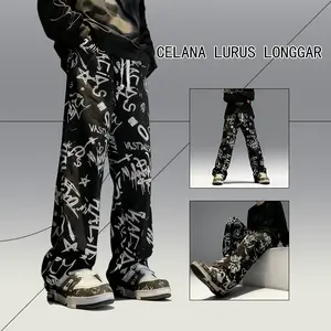 loose pants pria Celana Lurus Longgar Sweatpants Pria  Celana Kasual Pria  Lurus Kasual Korean Style Bahan Kapas