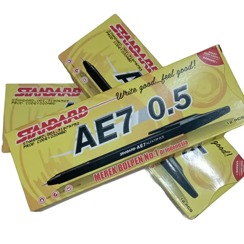 Pulpen Standart AE7 / 1 pack isi 12 pcs Stationery Hitam Tinta 3