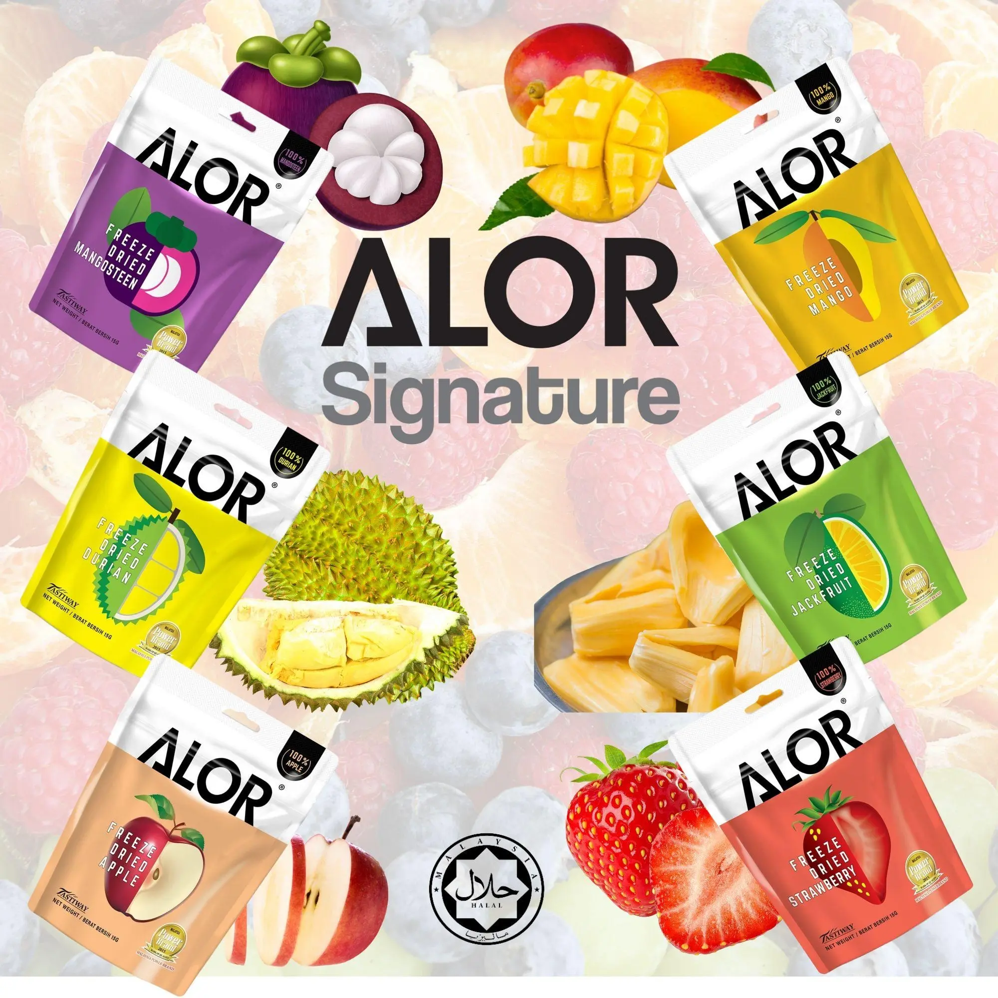Alor Freeze Dried Fruits and Yogurt Bites Snack Dry 15g x 12 packs