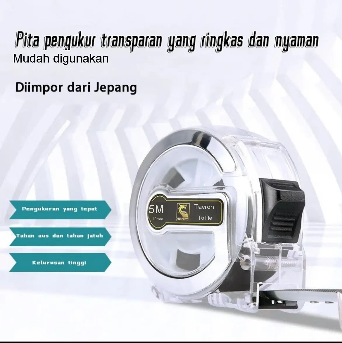 Meteran Pengukur Anti Karat Tahan Banting Stainless Steel Transparan Rol Murah