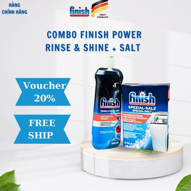  Combo Muối + Nước Làm Bóng Finish power Làm Sạch bảo vệ máy rửa bát chống đóng cặn máy 