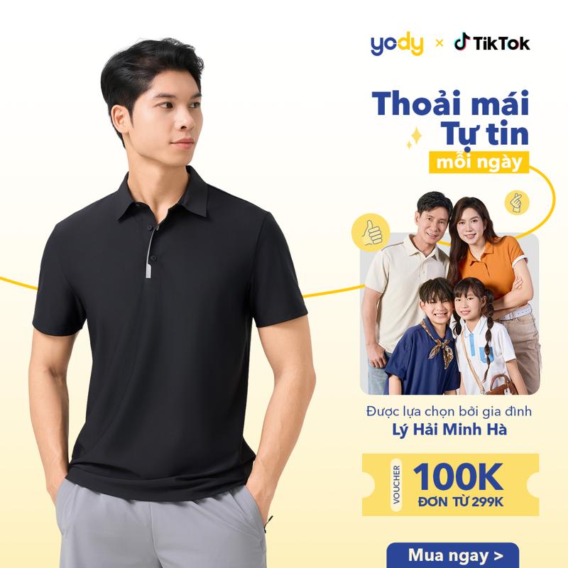 YODY Áo Polo Nam Airycool Ép Seam Lá Cổ Laser Chạm Mát Tức Thì Trên Da MAPO25S026