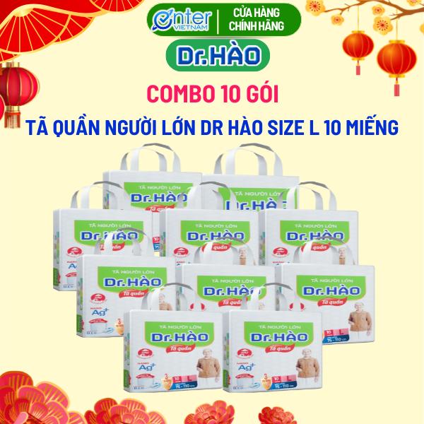  Tã quần người lớn Dr.Hào size L 10 miếng  combo 10 gói  bỉm quần cho người già bỉm cho người bệnh tả quần người lớn siêu thấm khô thoáng kháng khuẩn chống hăm khử mùi 