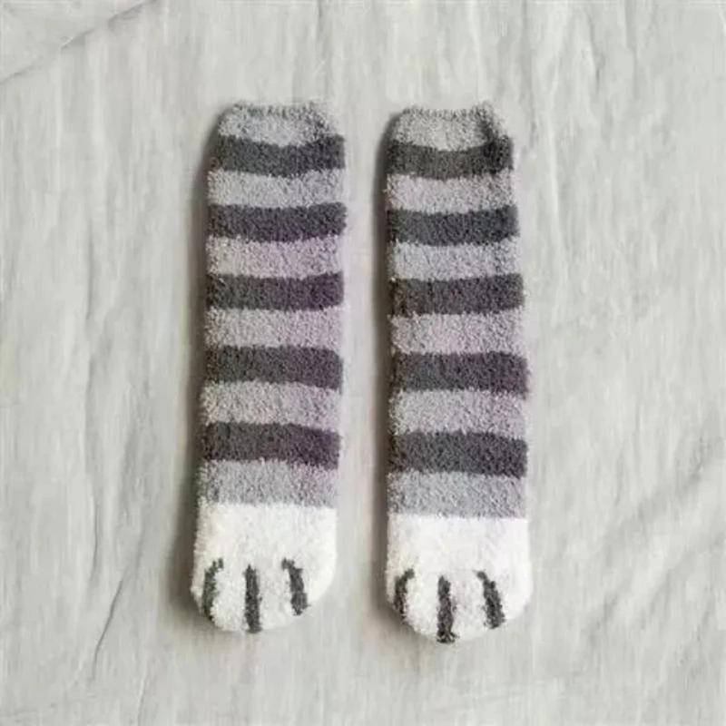 Product Introduction of Winter Lamb Kawaii Cartoon Socks for Women Cute 3d Dog Cat Paw Pattern Fleece Warm Thicken Funny Plush Socks Sleeping Socks 0