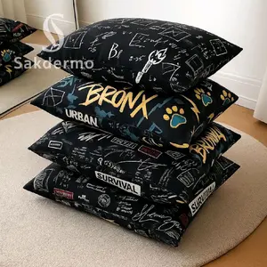 Sakdermo (NEW PRODUK) Sarung Bantal Motif Estetik Abstrak Kotak Kotak Daun Urban Survival Bronx untuk Dekorasi Rumah