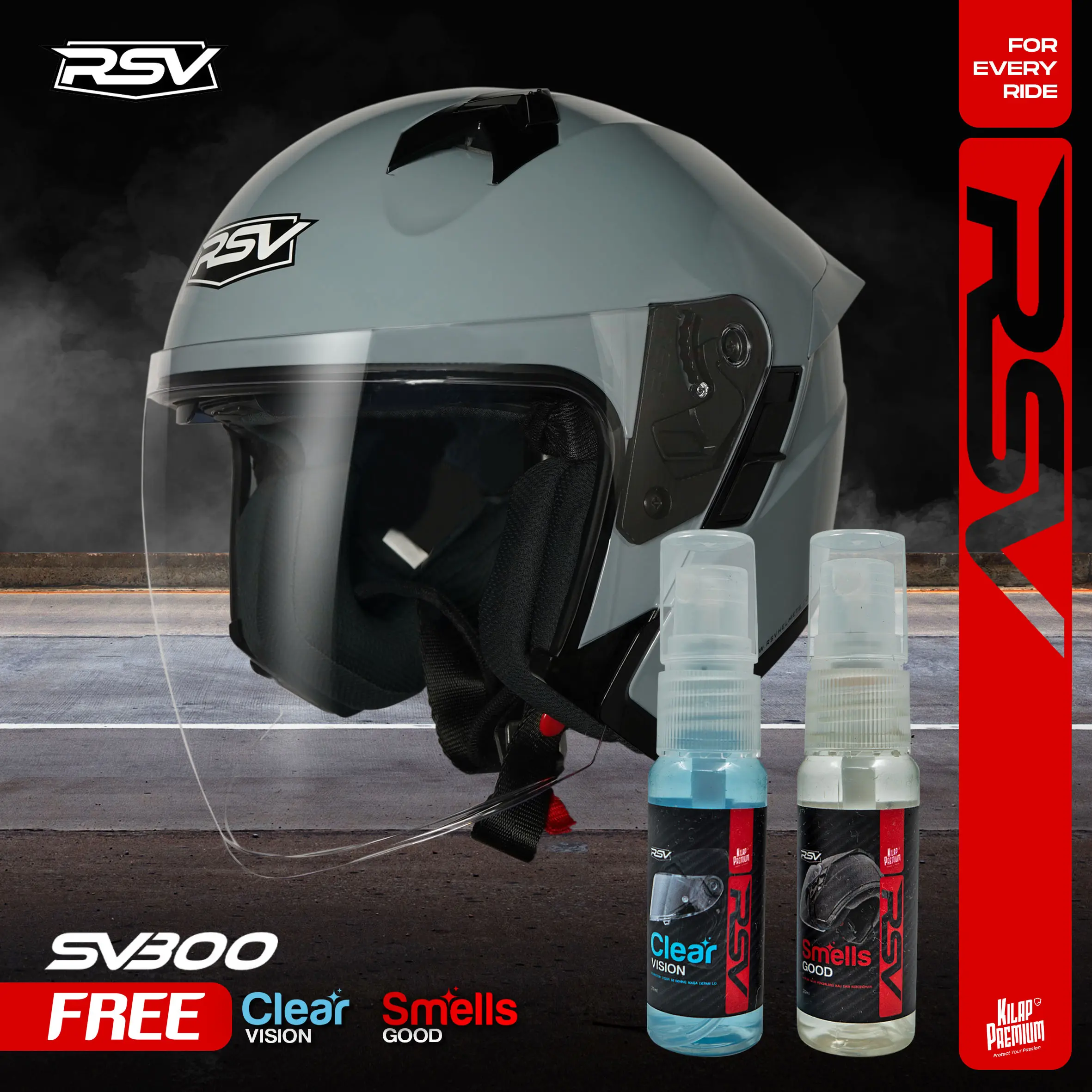 HELM Half face RSV SV300 MODERN GREY Motorcycle