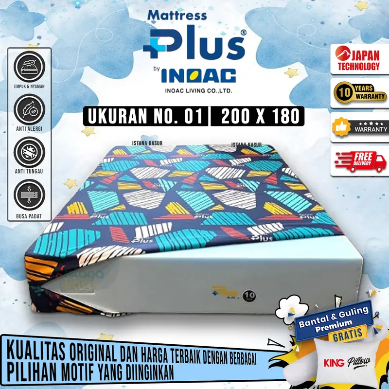 [200 X 180] Kasur Busa INOAC Mattress Plus Spark Density 16 Garansi 10 Tahun Ukuran No. 01 Furniture 0