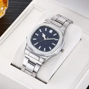 Jam Tangan Pria Persegi Bisnis Stainless Steel Tali Analog
