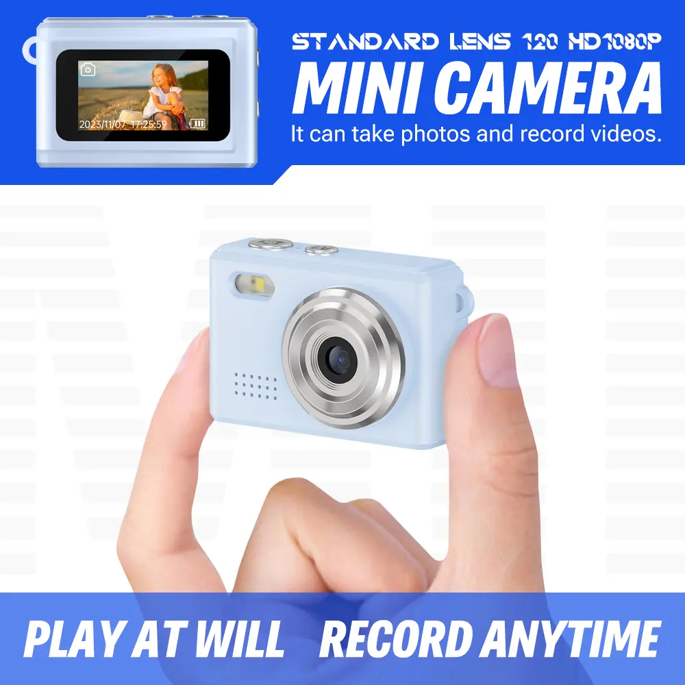 Máy ảnh Móc chìa khóa màu xanh lam, Máy ảnh mini, Pixel Nhỏ Máy ảnh kỹ thuật số nhỏ Cổ Điển với đèn flash LED, Máy ảnh chụp ngón tay du lịch Cầm Tay Thích hợp để ghi lại cuộc sống, Lý Tưởng để đi chơi ngoài trời, Vlog và quay lại xu hướng