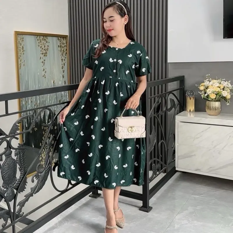 Daster Qween Kain Rayon Premium Grade A Busui Kancing Dress Wanita  Bumil Baju Santai 4