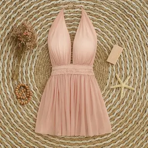 [ Happy Girl Shop ] Lingerie Fit Gaun Dress Nightwear Premium Women Dewasa Sexy Hot Transparan Halterneck Waist Terlaris Free G-String Sifon Import Good Quality Halus Lembut XSN Panjang Wanita