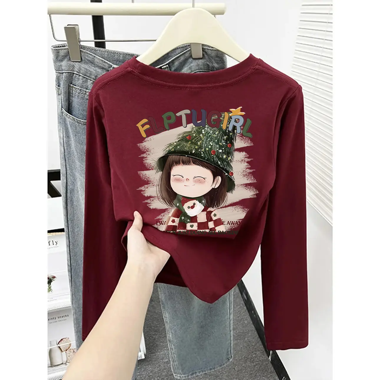 Áo Thun Vai Thẳng Dài Tay, Dáng Ôm, Co Giãn, Cổ Tròn, In Thiết Kế Đẹp, Dễ Phối Đồ Phong Cách Mùa Thu Mới